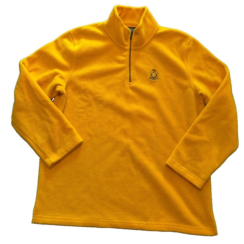Vintage Lauren Ralph Lauren Fleece 1/4 Zip Pullover Womens XL Yellow Crest